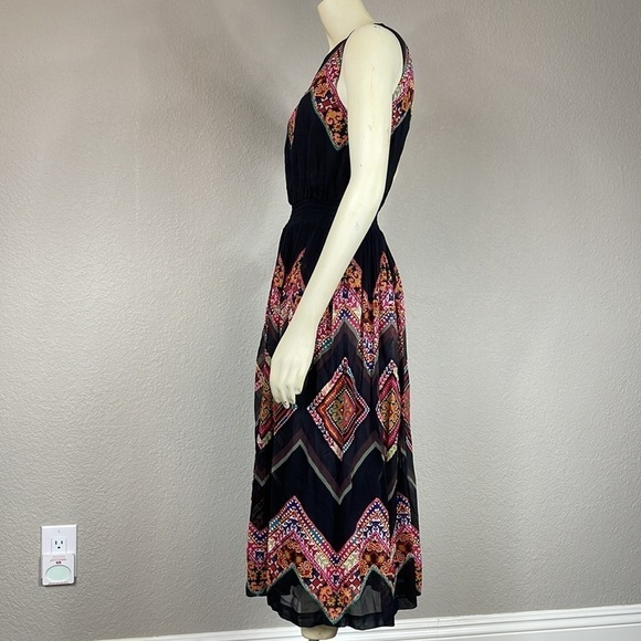 Tanvi Kedia Anthropologie Patchwork Embroidered Chevron Midi Boho Dress - Picture 3 of 16